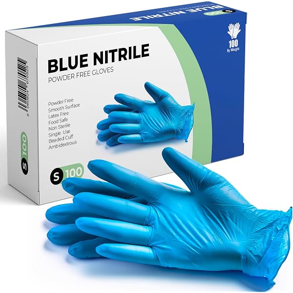 Blue nitrile gloves